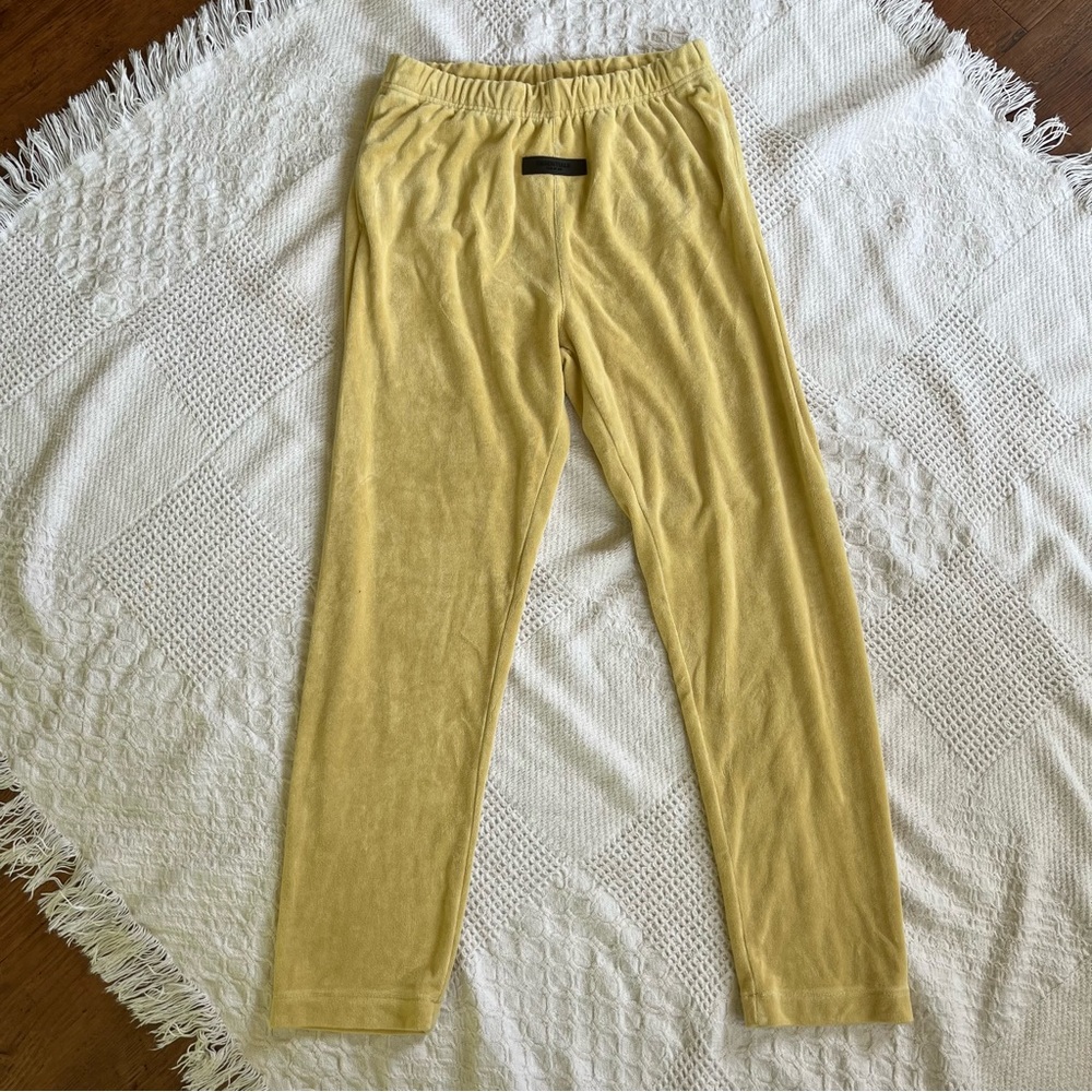 Essentials Fear of God women’s sweatpants bamboo joggers small yellow terry tusc